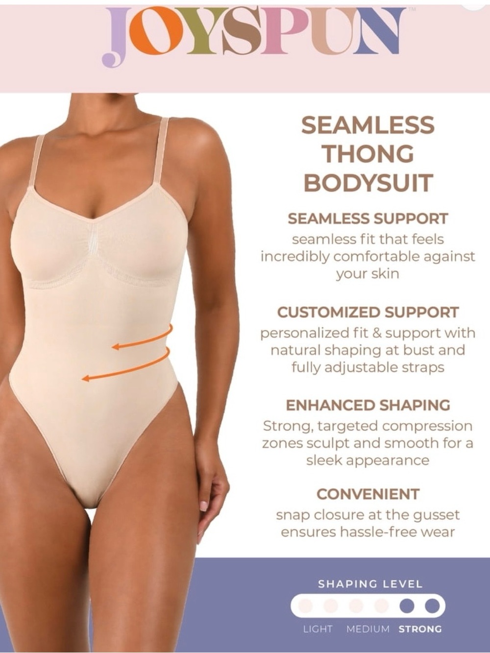 Joyspun Seamless Thong Bodysuit - Beige/Nude - Picture 6 of 10